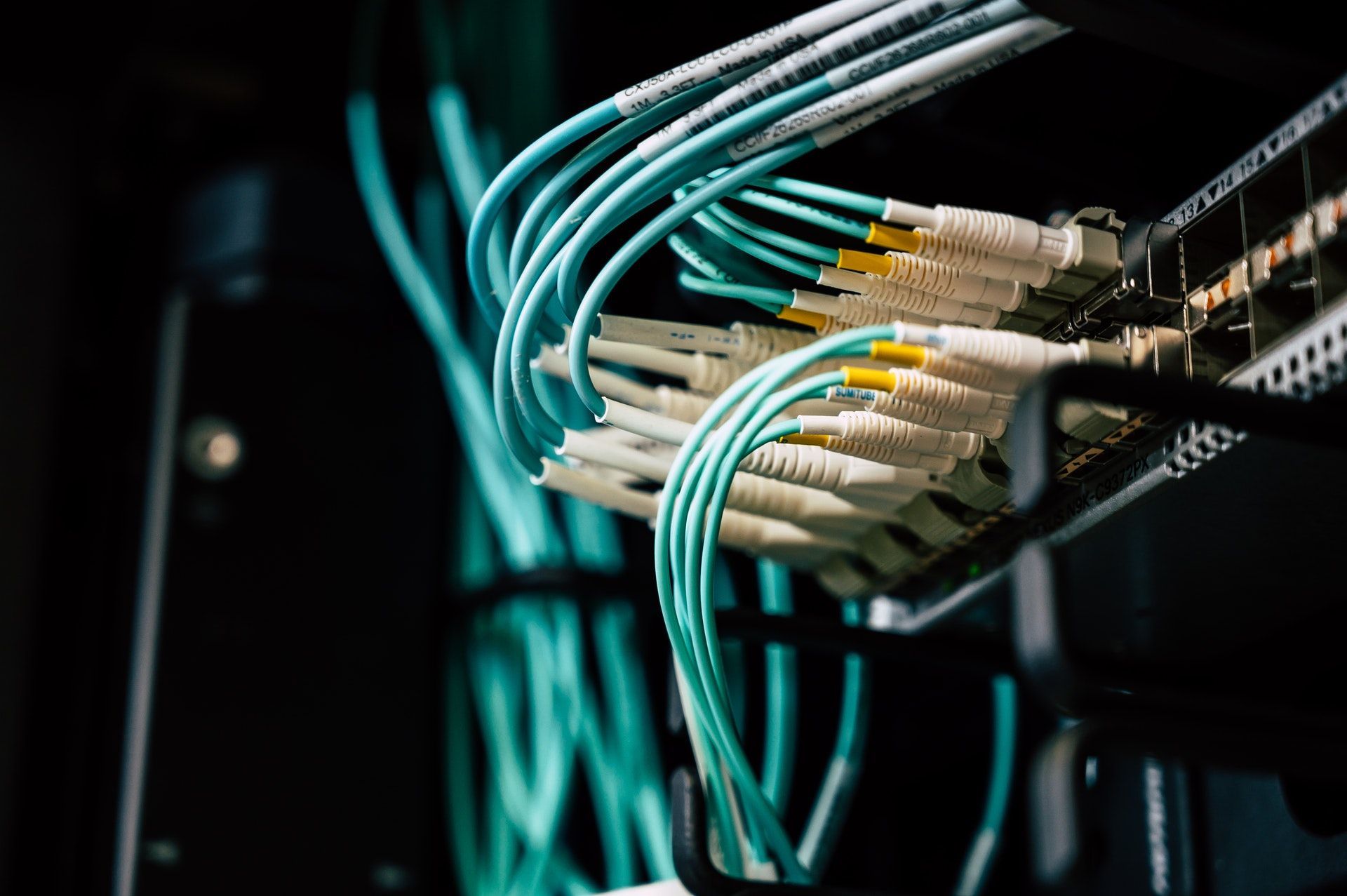 'Cables behind a server'