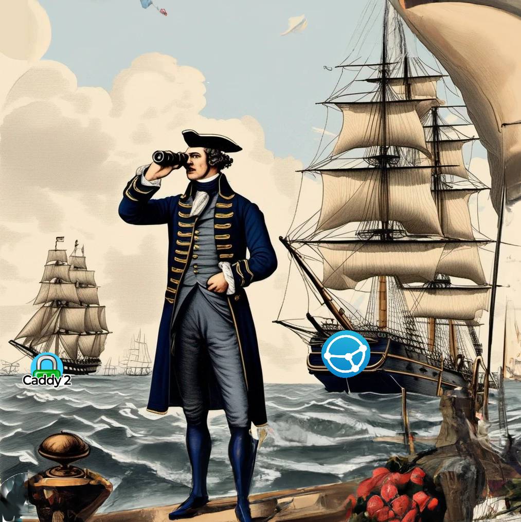 'big 1700s victorian sailing ship with a captain using binocular, other victorian ships in background, in the style of FAMOUS 19TH-CENTURY painter, impressionist oil painting'